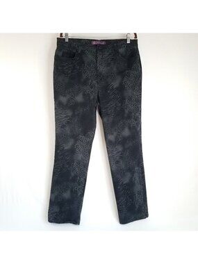 Gloria Vanderbilt Amanda Jeans Black Animal Print SIZE 16 Stretch 35x29 Grey